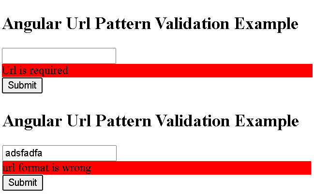 Angular URL regex pattern validation example