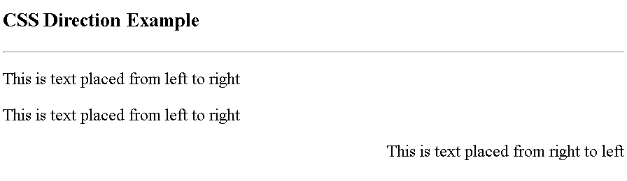 CSS direction ltr rtl example