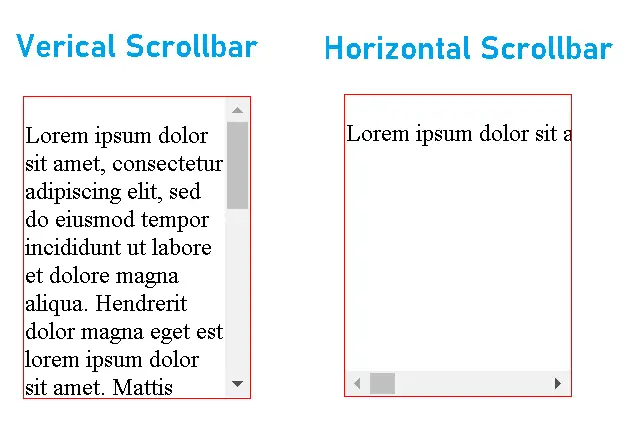 div horizontal and vertical scrollbar  example