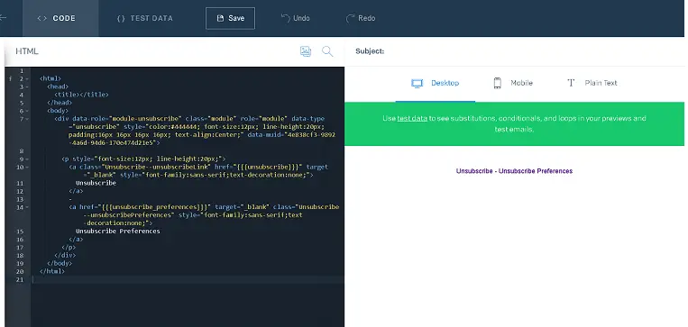 sendgrid template editor code design