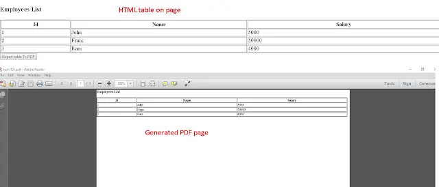 Export HTML to pdf using typescript javascript