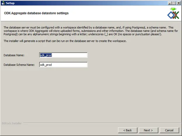 odk aggregate database settings