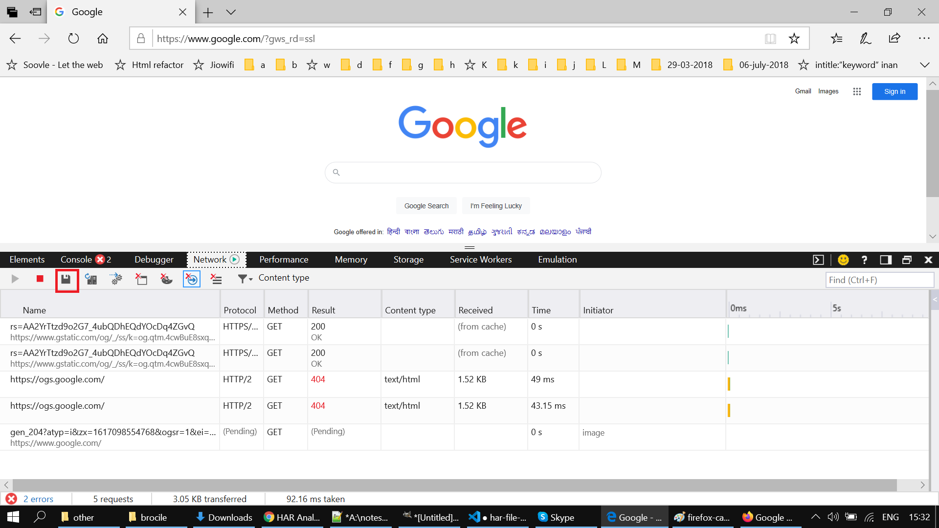 Generate Har file in Internet Explorer or Edge browser