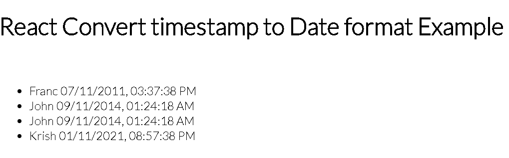 React convert timestamp to/from date