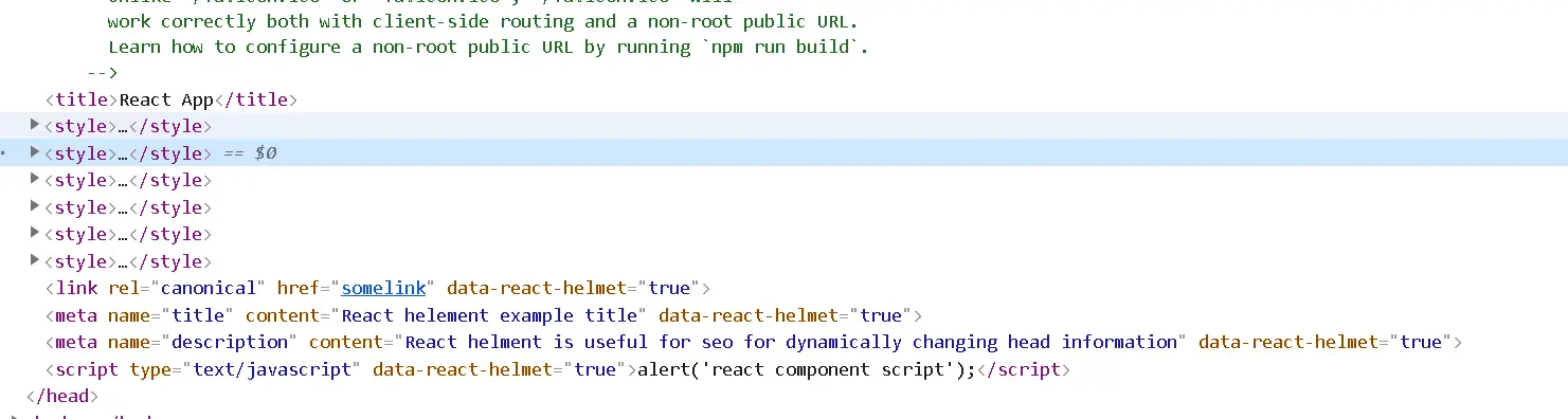 react-helmet npm example link,title,meta adding